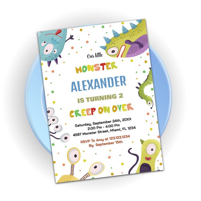 Convites Monster Birthday Invtions Dark Green (Monster Birthday Invitations Dark Green)