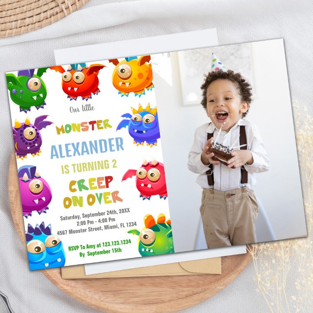 Convites Monster Birthday Invtions, foto de Fly Monsters (Monster Birthday Invitations, Fly Monsters photo Invitation)