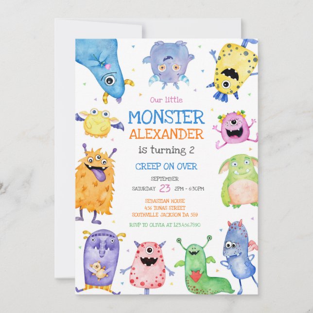 Convites Monster Boy Birthday Invitation (Frente)