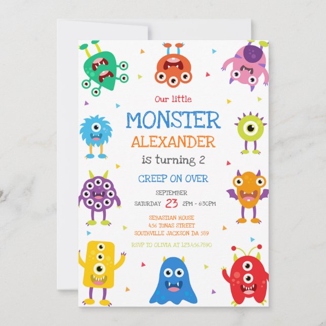 Convites Monster Boy Birthday Invitation (Frente)