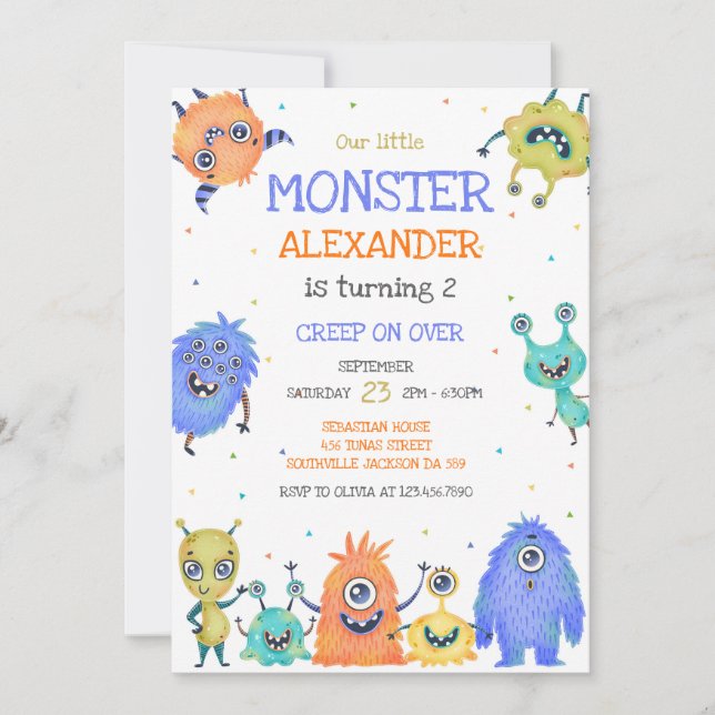 Convites Monster Boy Birthday Invitation (Frente)