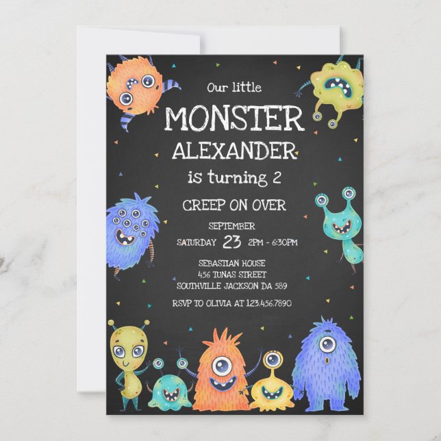 Convites Monster Boy Birthday Invitation (Frente)