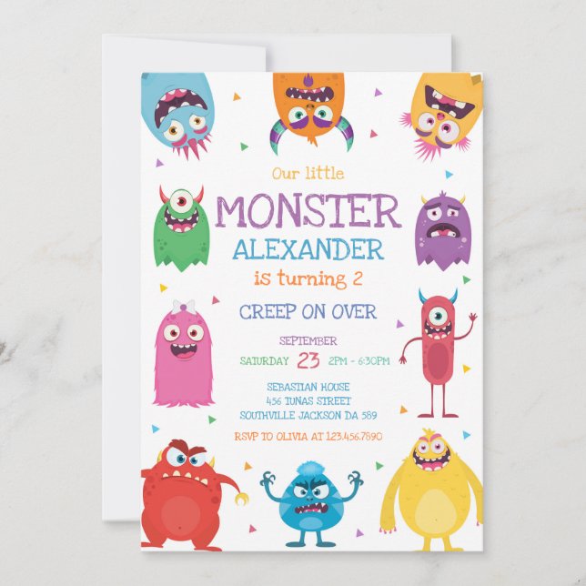 Convites Monster Boy Birthday Invitation (Frente)