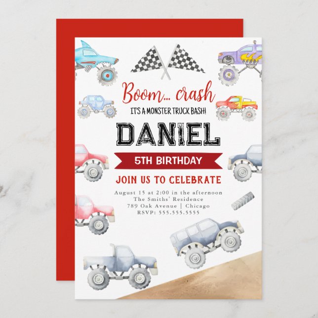Convites Monster Caminhão Convidando Caminhões Em Qualquer  (Frente/Verso)