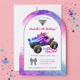 Convites Monster Jam - Aniversário Sparkle Smash