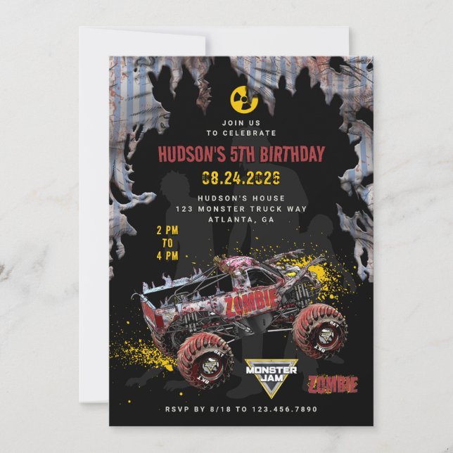 Convites Monster Jam - Aniversário Zumbi (Frente)