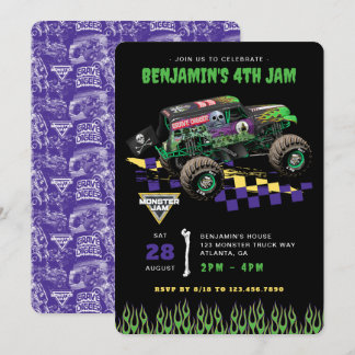 Convites Monster Jam - Grave Digger Birthday