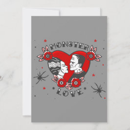 Convites monster love rockabilly frankenstein valentine