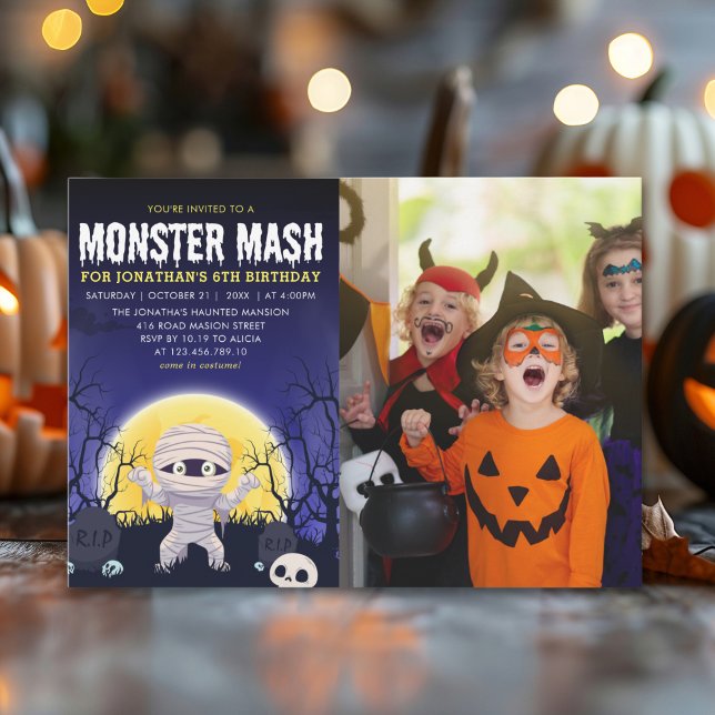 Convites Monster Mash Kids Birthday Party Halloween (Criador carregado)