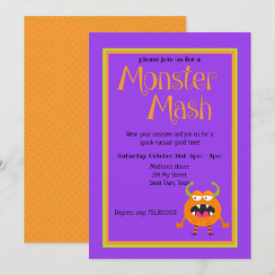 Convites Monster Mash Orange Kids Fofo Colorido