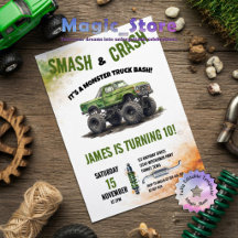 Monster Truck Aquarela de Aniversário Smash & Cras