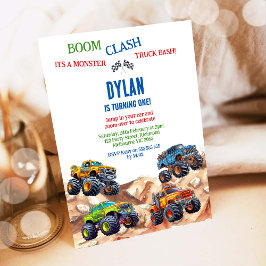 Convites Monster Truck Bash Boy Birthday Invitation