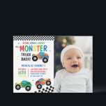 Convites Monster Truck Bash Colorful Grooved Kids Aniversár<br><div class="desc">BOOM,  SMASH,  CRASH É UM CAMINHÃO DE MONSTRO! CAMINHÕES VERMELHOS E BRANCOS COLORIDOS COM PADRÃO RETRO DE ESTILO BRANCO NEGRO E BRANCO ESTABILIZADOS PARA CRIANÇAS DE ANIVERSÁRIO</div>