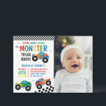 Convites Monster Truck Bash Colorful Grooved Kids Aniversár<br><div class="desc">BOOM,  SMASH,  CRASH É UM CAMINHÃO DE MONSTRO! CAMINHÕES VERMELHOS E BRANCOS COLORIDOS COM PADRÃO RETRO DE ESTILO BRANCO NEGRO E BRANCO ESTABILIZADOS PARA CRIANÇAS DE ANIVERSÁRIO</div>