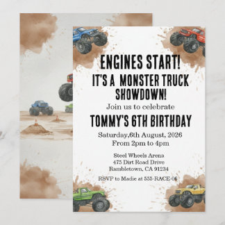 Convites Monster Truck Birthday Invitation