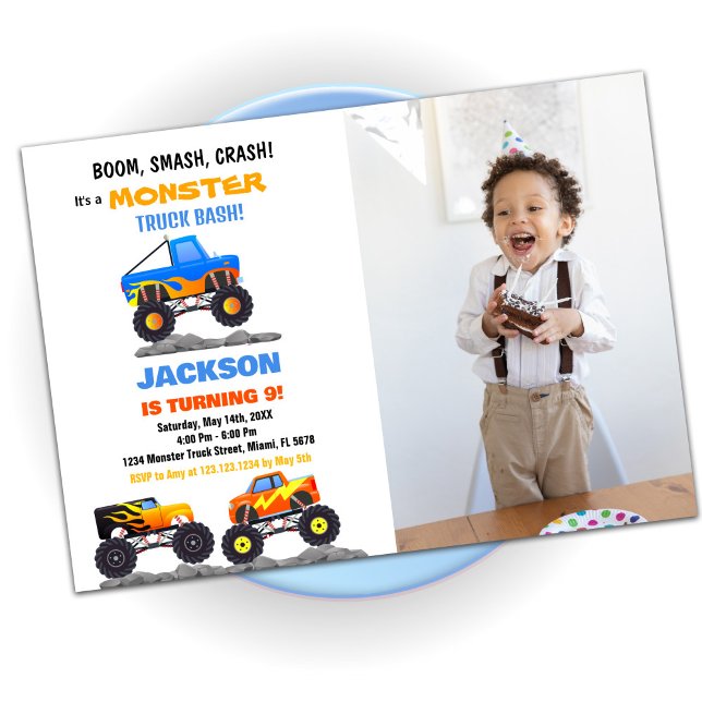 Convites Monster Truck Birthday Invtions Foto (Monster Truck Birthday Invitations Trucks Photo)