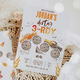 Convites Monster Truck Boy Dirty 3-rdy aniversário de 3 ano