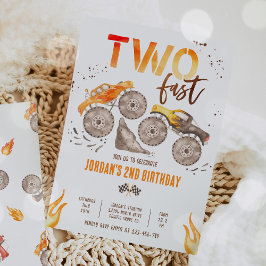 Convites Monster Truck Boy Dois Festa Rápida de segundo ani