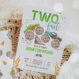 Convites Monster Truck Boy Dois Festa Rápida de segundo ani