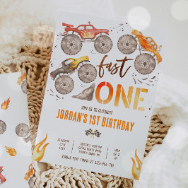 Convites Monster Truck Boy Fast Um Partido de primeiro aniv