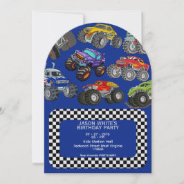 Convites Monster Truck Boys Birthday Invitation 