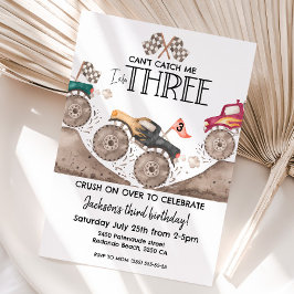 Convites Monster Truck Can't catch me, I am three birthday 