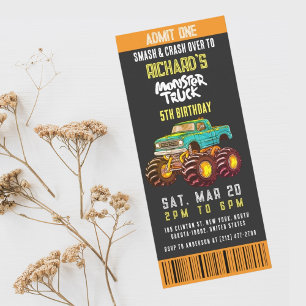 Convites Monster Truck Smash e Partido do Aniversário de cr