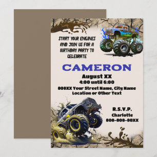 Convites Monster Trucks na Lama