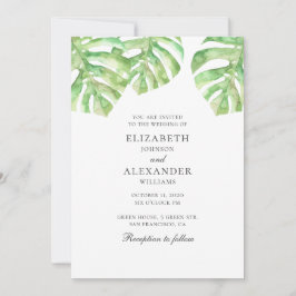 Convites Monstera. Aguarela de folhagens tropicais para cas