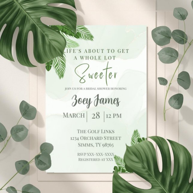 Convites Monstera Bridal Shower Invitation Tropical Greener (Criador carregado)