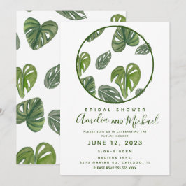Convites Monstera e Folha Adansonii Noiva aquarela à mão