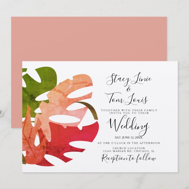 Convites Monstera Foliage - Chamada Terrestre (Frente/Verso)