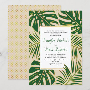 Convites Monstera tropical e palmeira deixam o casamento be