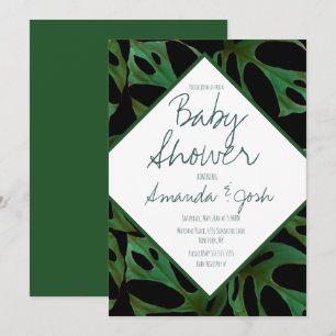 Convites Monstera Tropical Leaf Patterno Chá de fraldas Pr