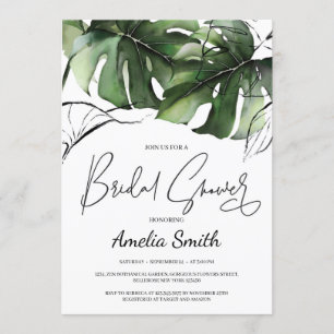 Convites Monstera tropical verde deixa chá de panela