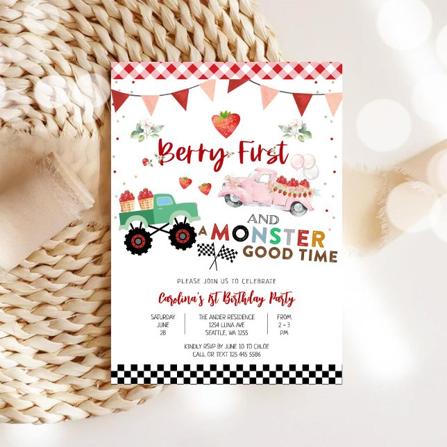 Convites Monstro de Caminhão de Aniversário de Berry (Criador carregado)