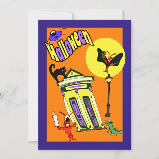 Convites Monstro do pântano Cajun Halloween (Frente)