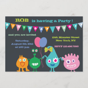 Convites Monstro felizes - festa de aniversário