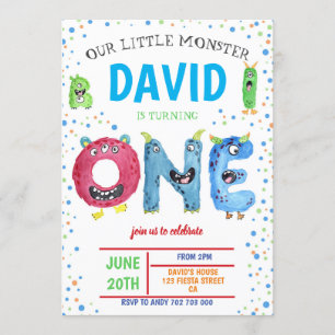 Convites Monstro Pequeno Monstro Primeiro Monstros de Anive