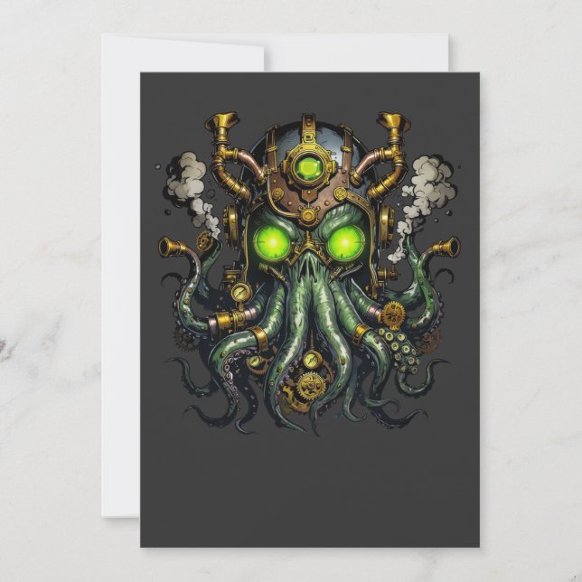 Convites monstro Steampunk Cthulhu (Frente)