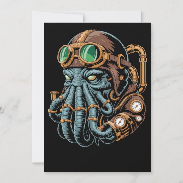 Convites monstro steampunk Cthulhu (Frente)