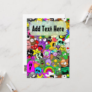 Convites Monstros - Caracteres Bonitos Padrão de Halloween