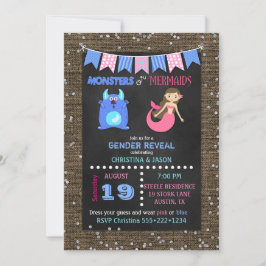 Convites Monstros de Chalkboard ou Sereias Revelação de Gên