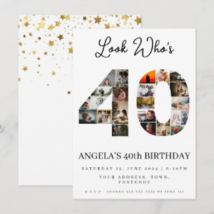 Convites montagem de fotos de aniversário de 40 anos olha q