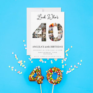 Convites montagem de fotos de aniversário de 40 anos olha q