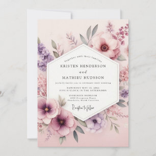 Convites Montagem Floral Rosa Poenta Casamento