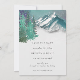 Convites Montagens Rustic Watercolor Pine Salvar A Data