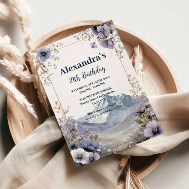 Convites Montanha de Flores Silvestres de Lavanda Aniversár (Criador carregado)
