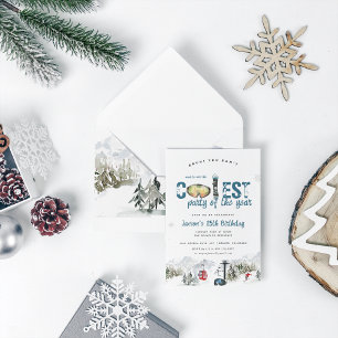 Convites Montanha de inverno   Festa de Esqui Snowboard