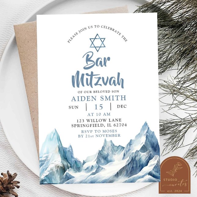 Convites Montanha do Iceberg de Inverno Bar Mitzvah  (Criador carregado)